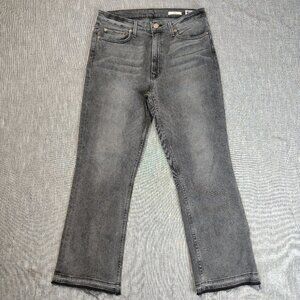 Noend Jeans Womens Size 31 Dark Wash‎ High Rise Kick Flare Stretch Faded